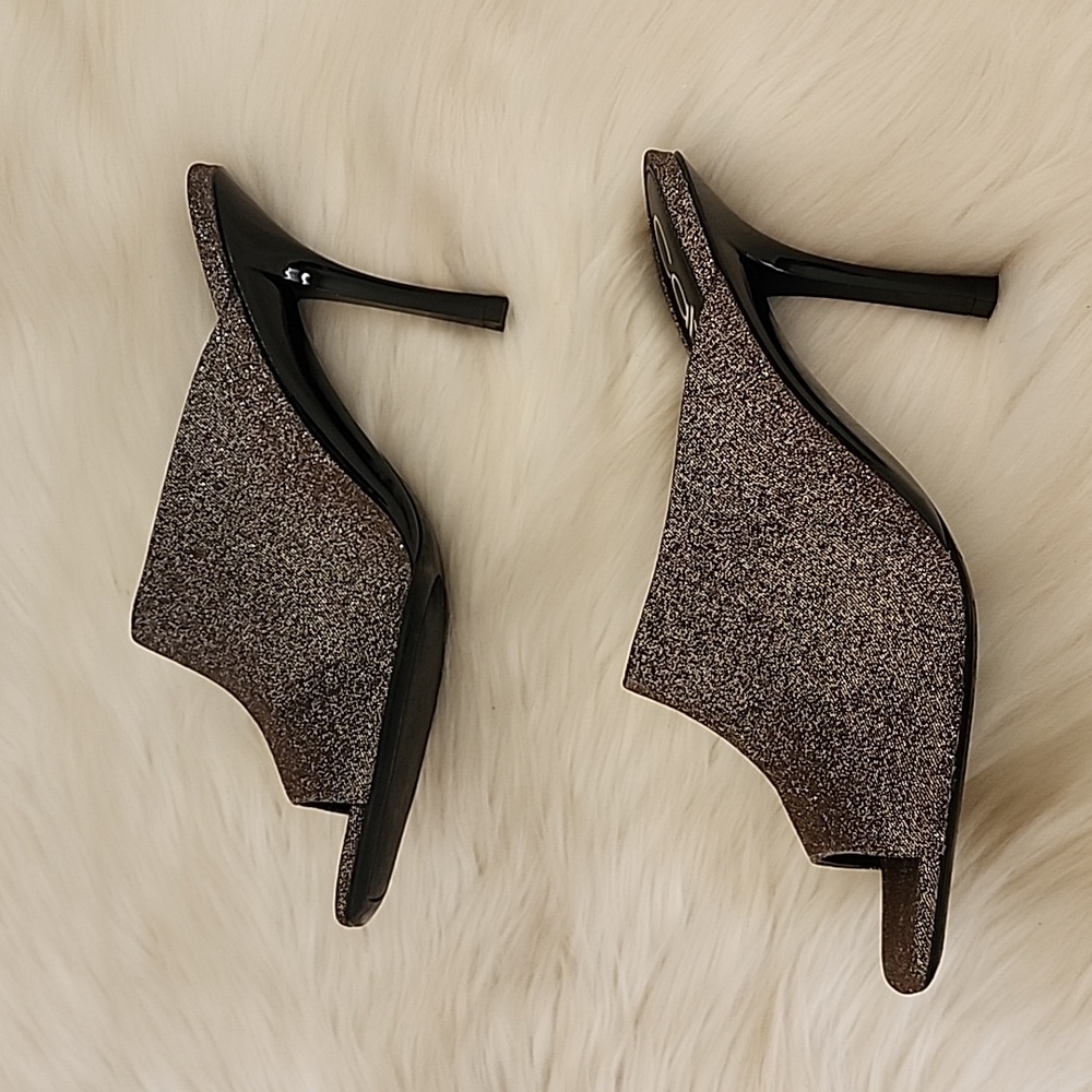 Calvin Klein Matos Open Toe Glitter Pump Heels Heel in Mahog Women's Size 9.5 - Picture 3 of 17